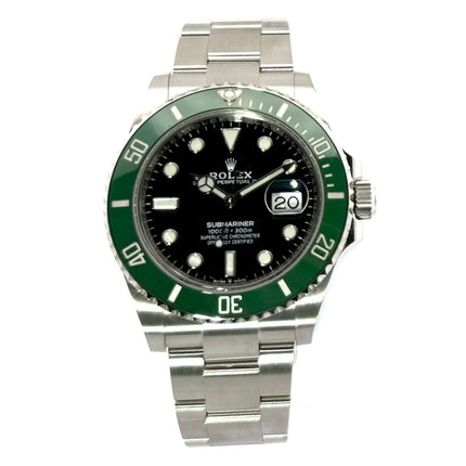 Rolex Submariner Date Edelstahl 126610LV mit grünem Keramik Lünette und schwarzem Zifferblatt, Edelstahlarmband, aus 2022