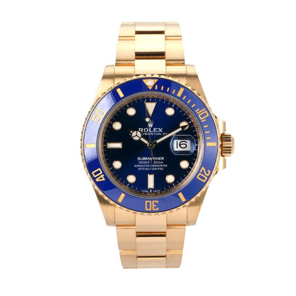 Rolex Submariner Date 41 Gelbgold Ref. 126618LB, blaues Zifferblatt, 18 Karat Gelbgold, Oyster Armband, Uhr aus 2021.