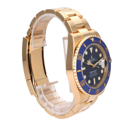 Rolex Submariner Date 41 Gelbgold 126618LB, 18K Gelbgoldgehäuse und blaues Zifferblatt, seitliche Ansicht