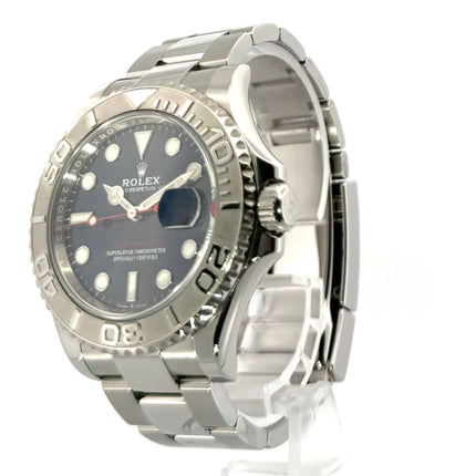 Rolex Yacht-Master 40 Oystersteel Platin Ref. 126622 Blau, 40mm Edelstahlgehäuse, drehbare Platinlünette, blaues Zifferblatt, 2019 Modell.