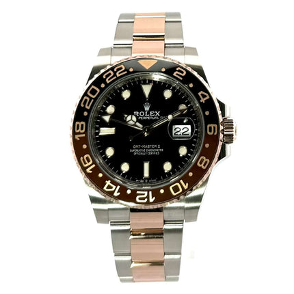 Rolex GMT-Master II Edelstahl / 18 kt Everose-Gold Ref. 126711CHNR aus 2023, Gehäuse 40 mm, Lünette mit 24 Stunden Skala, schwarzes Zifferblatt.