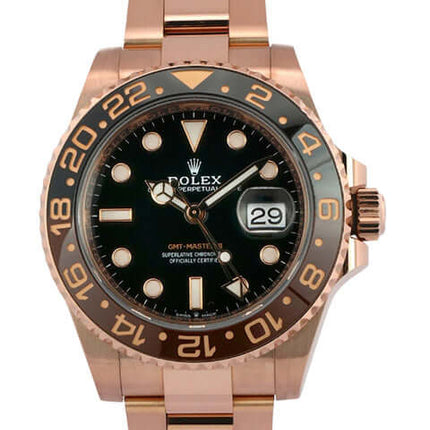 Rolex GMT-Master II Everose-Gold 126715CHNR, 18 kt Everose-Gold Gehäuse, schwarzes Zifferblatt, Keramik-Lünette, Oyster-Armband, 40 mm, 2020.