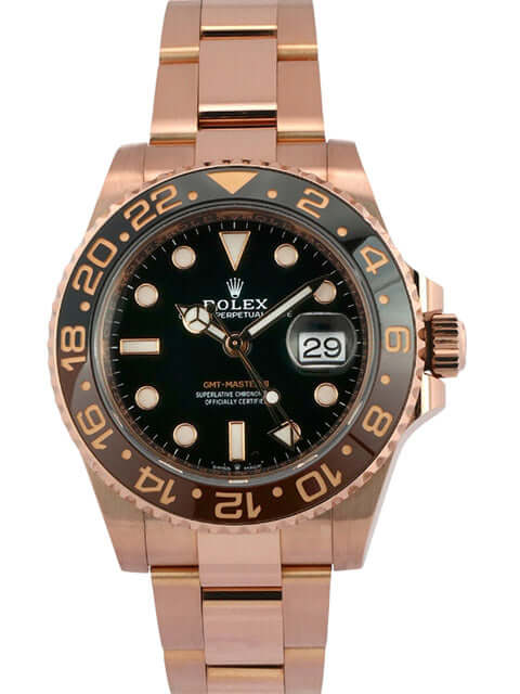 Rolex GMT-Master II Everose-Gold 126715CHNR, 18 kt Everose-Gold Gehäuse, schwarzes Zifferblatt, Keramik-Lünette, Oyster-Armband, 40 mm, 2020.