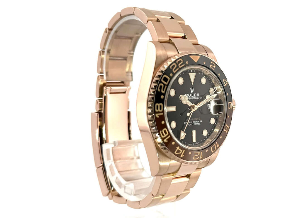 Rolex GMT-Master II Everose-Gold 126715CHNR, 40 mm Gehäuse, schwarzes Zifferblatt, Oyster-Armband, Keramik Lünette, 2023 Modell