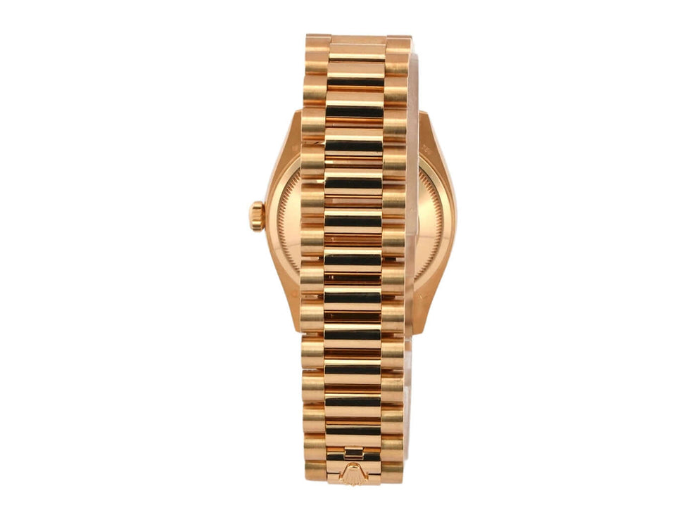 Rückansicht Rolex Day-Date 36 Gelbgold Ref. 128348RBR mit Präsident Armband aus 18 kt Gelbgold