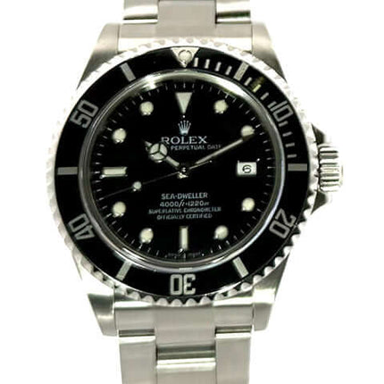 Luxuriöse Rolex Sea-Dweller 16600 aus 2009, poliertes & satiniertes Edelstahlgehäuse, schwarzes Zifferblatt, Oyster Edelstahlarmband, Automatikwerk.