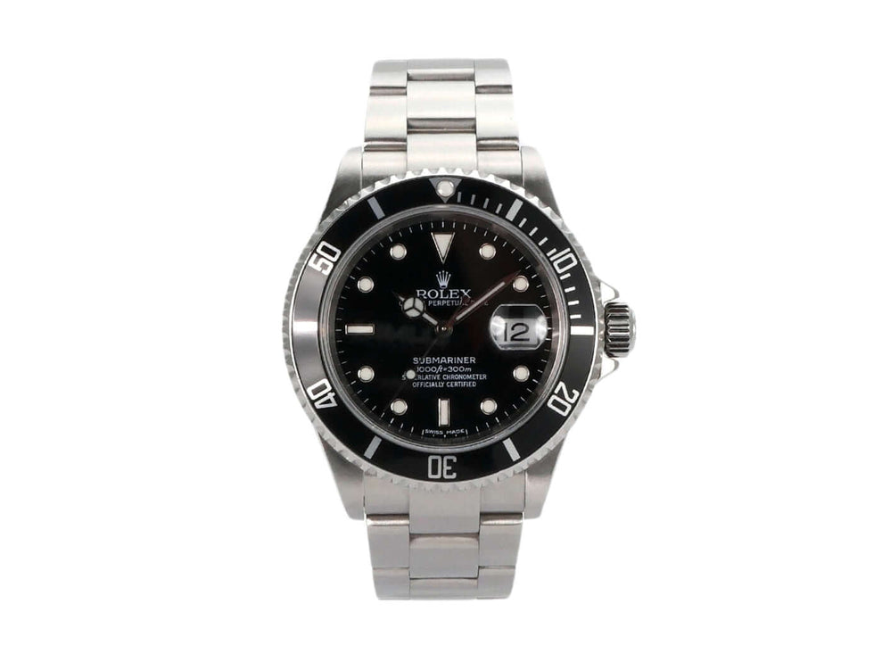 Rolex Submariner Date 16610, Edelstahlgehäuse, schwarze Lünette, Oyster Armband, Automatikwerk, schwarzes Zifferblatt, 2006 Modell.