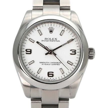 Rolex Oyster Perpetual 31 Ref. 177200, weißes Zifferblatt, Edelstahlgehäuse, 31 mm, Oyster Armband, Saphirglas, sehr guter Zustand