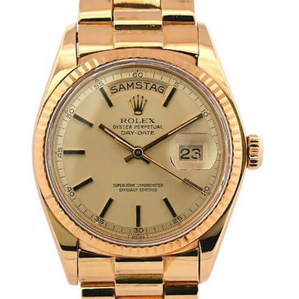 Rolex Day-Date 36 Gelbgold 1803 von 1972 mit Präsident Armband und champagnerfarbenem Zifferblatt