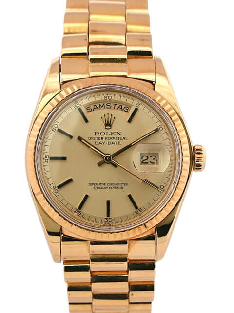 Rolex Day-Date 36 Gelbgold 1803 von 1972 mit Präsident Armband und champagnerfarbenem Zifferblatt