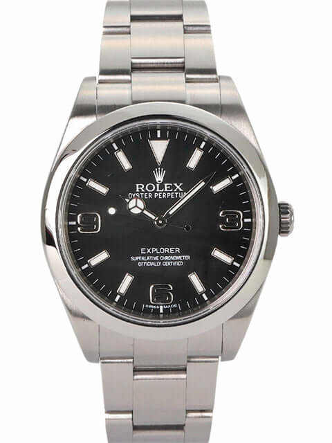 Rolex Explorer I Edelstahl 214270; schwarzes Zifferblatt, polierte Lünette, Oyster-Armband, Ref. 2013, Automatik-Chronometer.