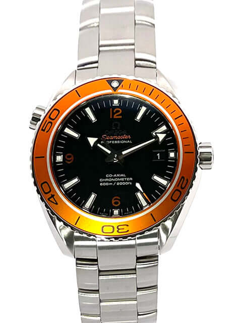 Omega Seamaster Planet Ocean 600m Co-Axial Ref. 232.30.46.21.01.002 Edelstahlgehäuse, orangefarbene Lünette, schwarzes Zifferblatt, Edelstahlband