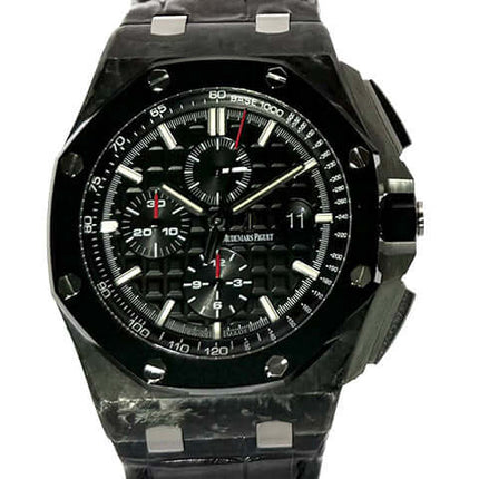 Audemars Piguet Royal Oak Offshore Chronograph 26400AU.OO.A002CA.01 mit schwarzem Zifferblatt und braunem Lederarmband