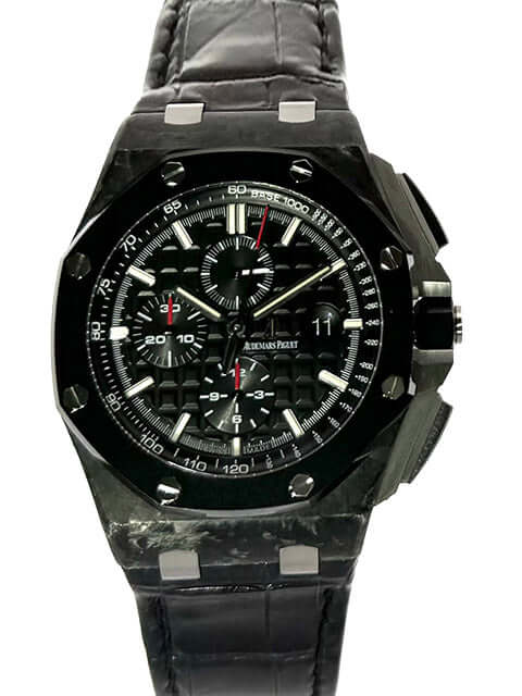 Audemars Piguet Royal Oak Offshore Chronograph 26400AU.OO.A002CA.01 mit schwarzem Zifferblatt und braunem Lederarmband