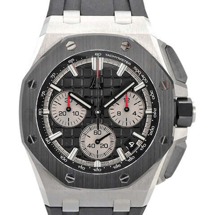 Audemars Piguet Royal Oak Offshore Chronograph 26420SO, Edelstahlgehäuse, schwarzes Zifferblatt, Kautschukband.