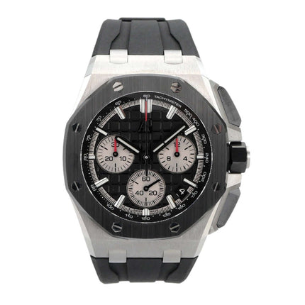 Audemars Piguet Royal Oak Offshore Chronograph 26420SO mit schwarzem Zifferblatt und Edelstahl-Gehäuse.