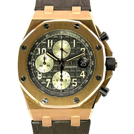 Audemars Piguet Royal Oak Offshore 26470OR.OO.A125CR.01 mit roségoldenem Gehäuse und braunem Krokodilleder Armband