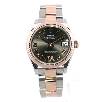 Rolex Datejust 31 Oystersteel Everose-Gold 278271, schiefergraues Zifferblatt, römische Ziffern, Edelstahl und 18 kt Everose-Gold Armband