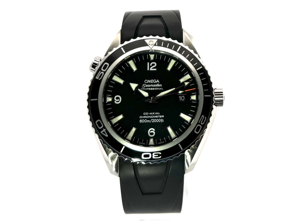 Omega Seamaster Planet Ocean 600m 45.5 mm Ref. 2900.50.91, schwarzes Zifferblatt, poliertes Edelstahlgehäuse, schwarzes Kautschukband