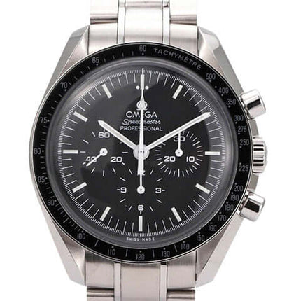 Omega Speedmaster Professional Moonwatch 311.30.42.30.01.005, Edelstahlgehäuse und -armband, schwarzes Zifferblatt mit Leuchtzeigern