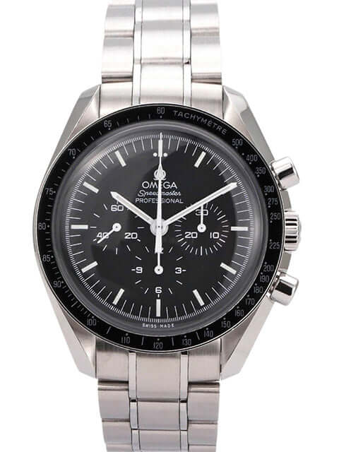 Omega Speedmaster Professional Moonwatch 311.30.42.30.01.005, Edelstahlgehäuse und -armband, schwarzes Zifferblatt mit Leuchtzeigern