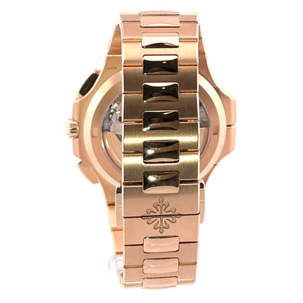 Rückansicht der Patek Philippe Nautilus 5990/1R-001 Armband und Gehäuse aus 18 kt Roségold