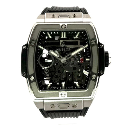 Hublot Spirit of Big Bang Meca-10 Titan 614.NX.1170.RX, schwarzes Kautschukband, transparentes Zifferblatt, Titan Gehäuse, Manufakturkaliber UNICO HUB1201.