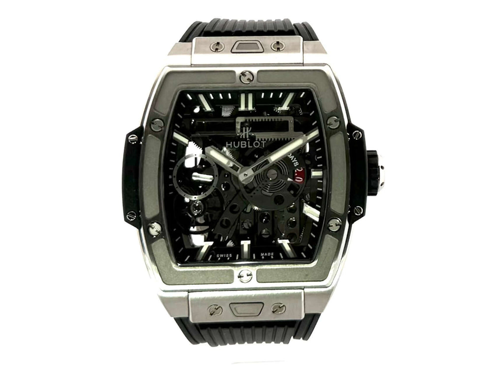 Hublot Spirit of Big Bang Meca-10 Titan 614.NX.1170.RX, schwarzes Kautschukband, transparentes Zifferblatt, Titan Gehäuse, Manufakturkaliber UNICO HUB1201.