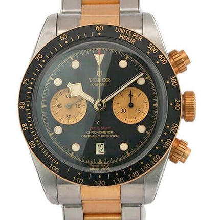 Tudor Heritage Black Bay Chrono Steel Gold Ref. 79363N-0001 mit Edelstahl-/Gelbgoldgehäuse und schwarzem Zifferblatt