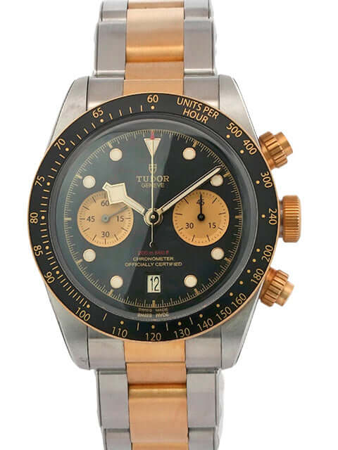 Tudor Heritage Black Bay Chrono Steel Gold Ref. 79363N-0001 mit Edelstahl-/Gelbgoldgehäuse und schwarzem Zifferblatt