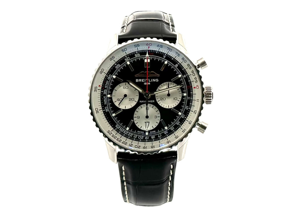 Breitling Navitimer B01 Chronograph 43 AB0138211B1P1 mit schwarzem Alligatorlederband und schwarzem Zifferblatt