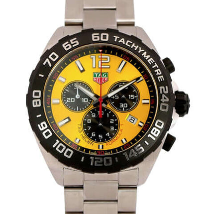 TAG Heuer Formula 1 Chronograph CAZ101AM.BA0842, gelb/schwarzes Zifferblatt, Edelstahlgehäuse und -band, Tachymeter-Lünette