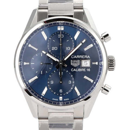 TAG Heuer Carrera Calibre 16 Chronograph mit blauem Zifferblatt und Edelstahlarmband, Ref. CBK2112.BA0715.