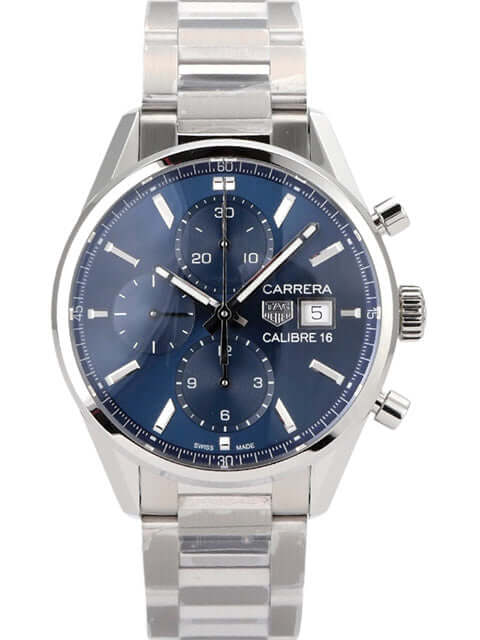 TAG Heuer Carrera Calibre 16 Chronograph mit blauem Zifferblatt und Edelstahlarmband, Ref. CBK2112.BA0715.