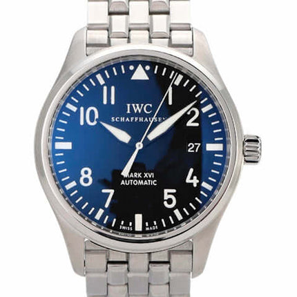 IWC Pilots Watch Mark XVI IW325501 mit schwarzem Zifferblatt, Edelstahlgehäuse und Armband