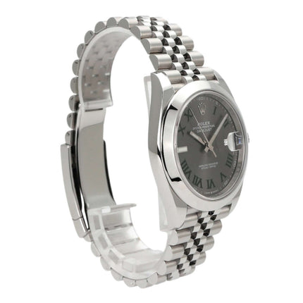 Rolex Datejust 41 Edelstahl 126300 mit rhodiumfarbenem Zifferblatt und Jubilé-Armband.