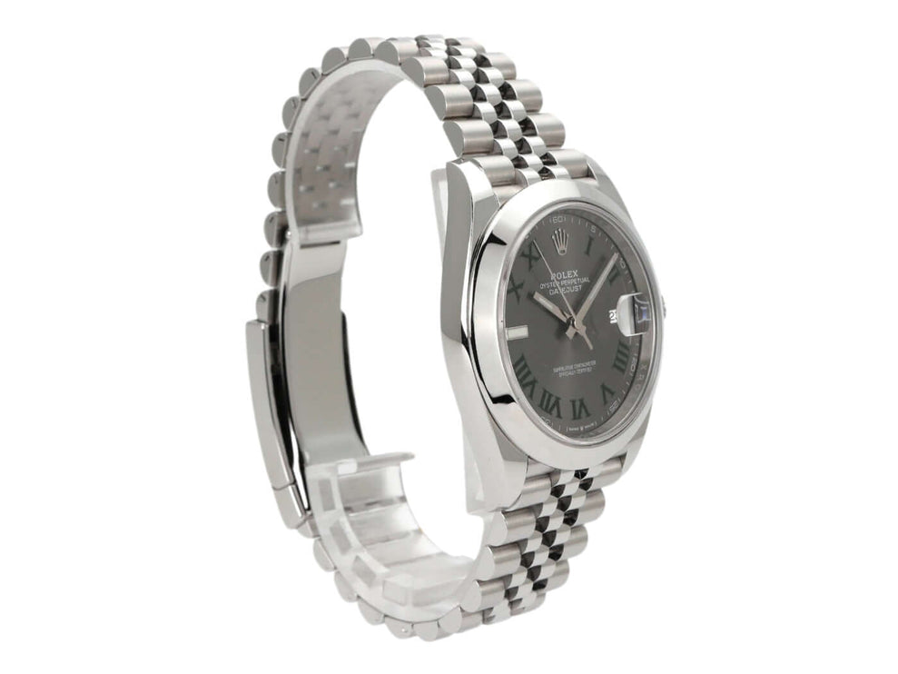 Rolex Datejust 41 Edelstahl 126300 mit rhodiumfarbenem Zifferblatt und Jubilé-Armband.