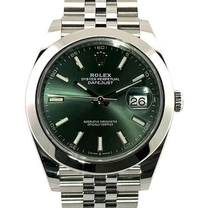 Rolex Datejust 41 Edelstahl 126300 Mintgrün Zifferblatt mit Jubile-Edelstahlband und Datumsanzeige