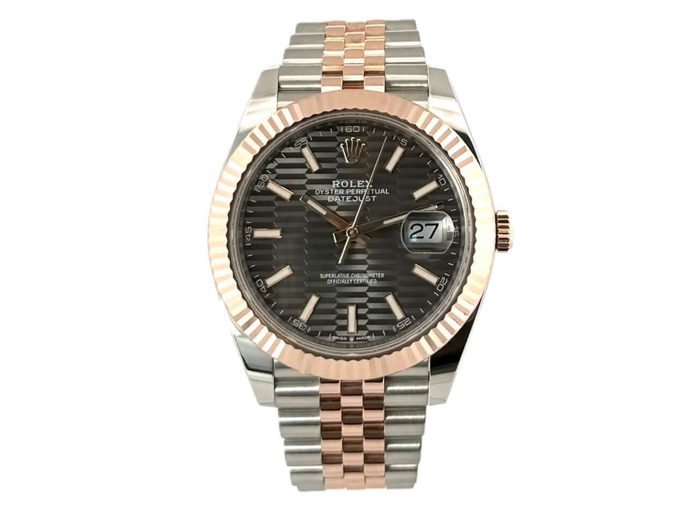 Rolex Datejust 41 Edelstahl Everose-Gold Ref. 126331 mit grauem Riffelzifferblatt und Jubilé-Armband