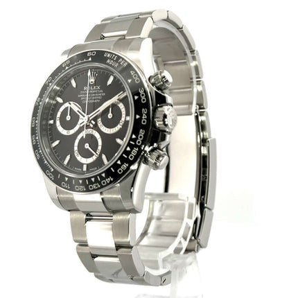 Rolex Daytona Edelstahl 126500LN Schwarz Zifferblatt mit Tachymeterskala und poliertem Oyster Edelstahl Armband