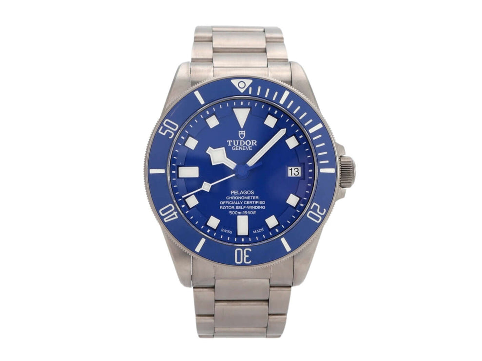 Tudor Pelagos Titan Blue M25600TB-0001, Titanuhrenarmband, blaues Zifferblatt, automatische Uhr mit Taucherfunktion.