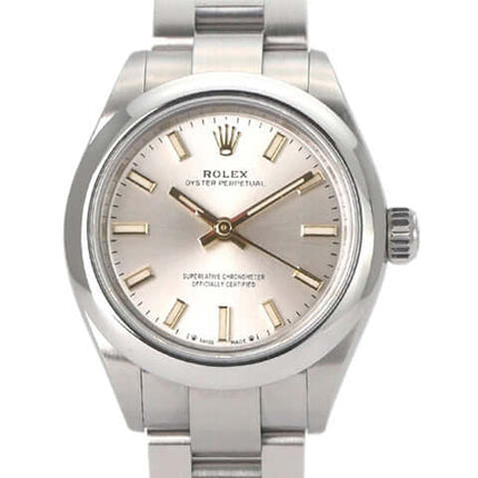 Rolex Oyster Perpetual 28 Ref. 276200 Silber Edelstahlgehäuse und -band, silbernes Zifferblatt, Automatik, 28 mm, Saphirglas, wasserdicht.