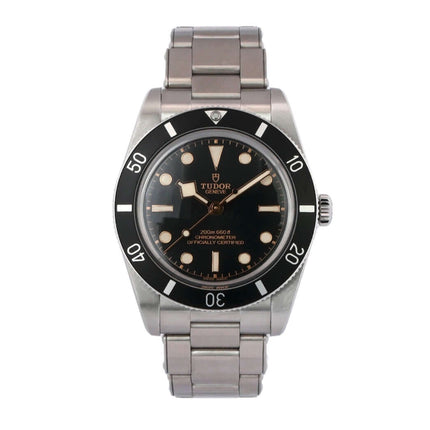 Tudor Heritage Black Bay 54 M79000N-0001 Uhr mit Edelstahlgehäuse und schwarzem Zifferblatt, 37 mm, Automatikwerk.