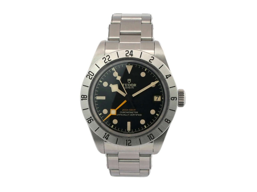 Tudor Heritage Black Bay Pro 79470-0001 Edelstahl Gehäuse, schwarzes Zifferblatt, GMT, 70 Stunden Gangreserve, Chronometer, Saphirglas.