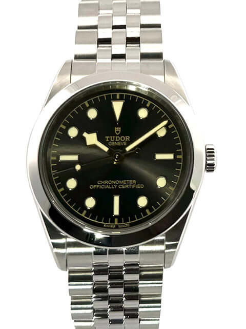 Tudor Black Bay 39 Ref. M79660-0001 Uhr mit poliertem Edelstahlgehäuse und -band, grauem Zifferblatt, Leuchtzeigern und Saphirglas.