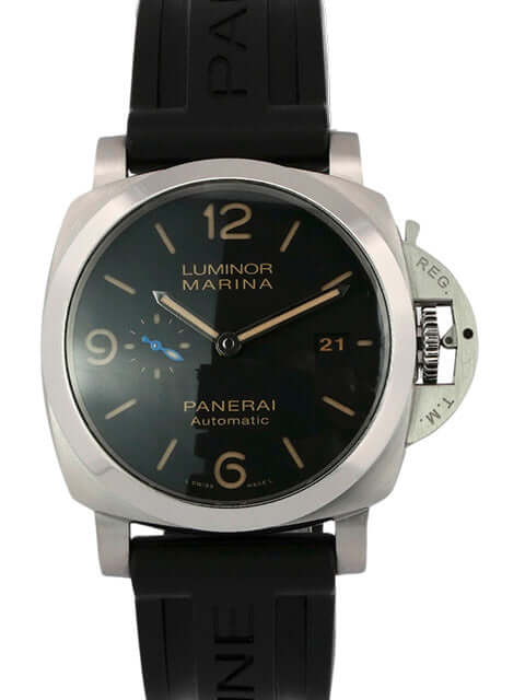 Panerai Luminor Marina 1950 PAM01312 Armbanduhr mit schwarzem Zifferblatt und Kautschukband