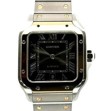 Cartier Santos de Cartier W2SA0030 Edelstahl Gelbgold großes Modell mit anthrazitgrauem Zifferblatt und Edelstahl/Gelbgold Armband