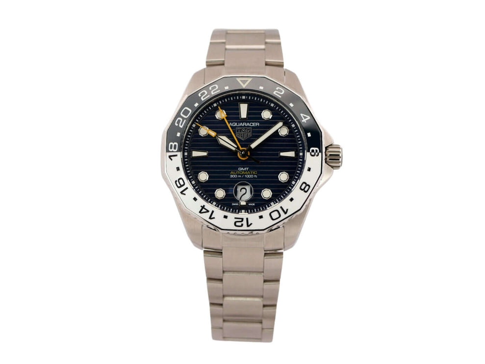 TAG Heuer Aquaracer Professional 300 GMT WBP2010.BA0632, 43 mm Edelstahlgehäuse, blaues Zifferblatt, Edelstahlband, Keramiklünette