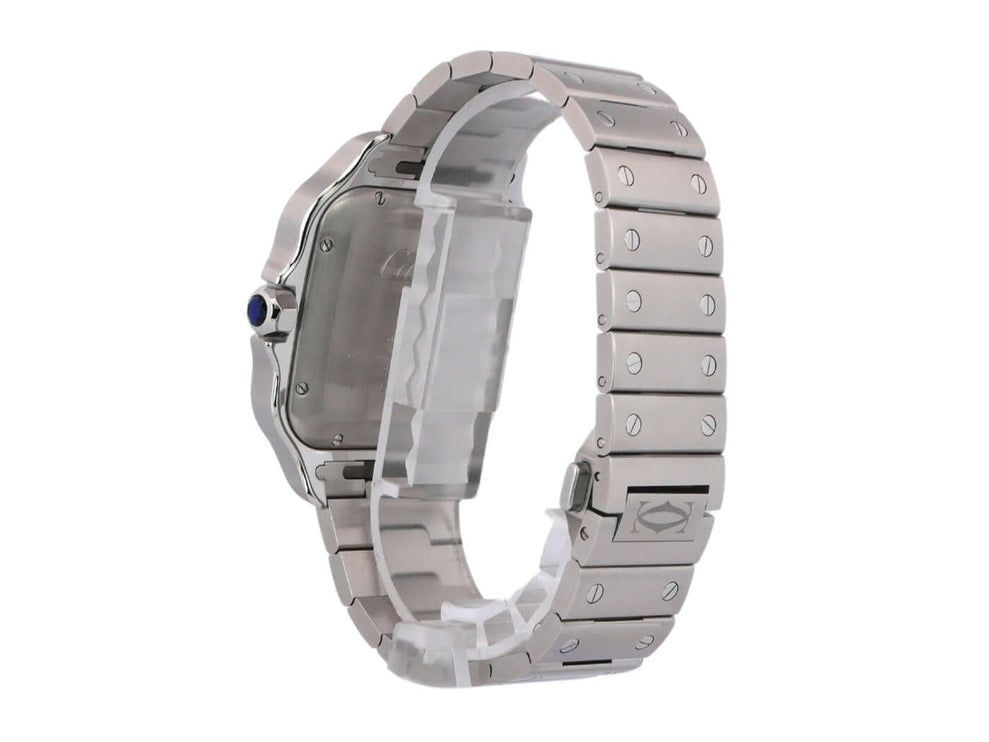 Cartier Santos de Cartier WSSA0018 Edelstahl-Uhrenarmband mit Doppelfaltschließe und Quickswitch-Funktion.