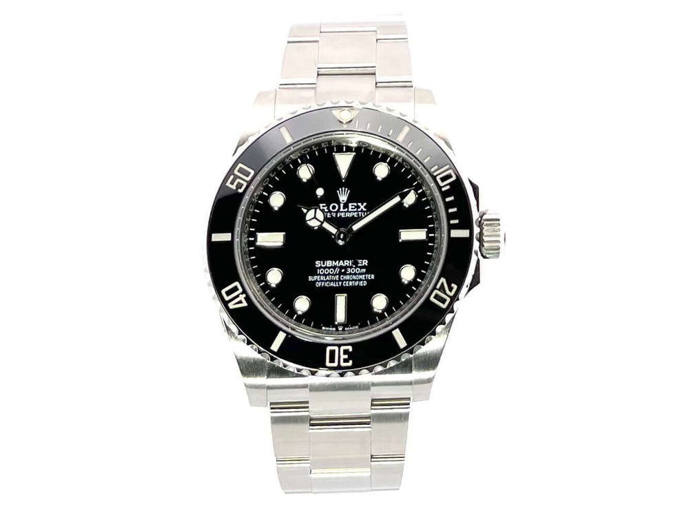 Rolex Submariner 124060 No Date Edelstahl Oysterband Lünette schwarze Keramik Einlage, Leuchtindizes und Automatikwerk Kaliber Rolex 3230